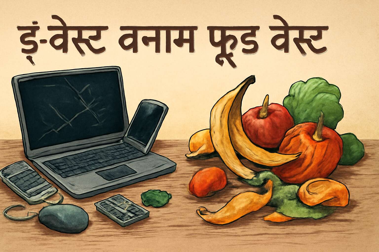 generated_image_6a129279bcd4e.jpg e waste vs food waste in hindi