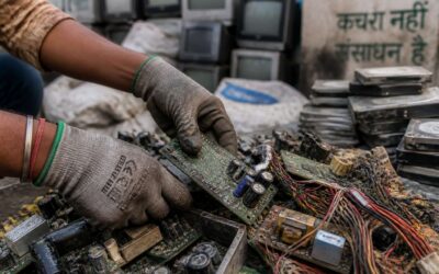 E-waste management in India, turning trash into resources.